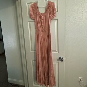 Daphne Peach Smocked Maxi Dress